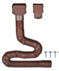 Brown 7ft Gutter Downspout Extension Flexible Pipe for Rainwater Drainage with 3 Inch Outer Diameter, connectors, and screws