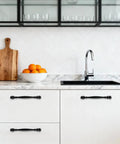 10 Pack 5 Inch Matte Black Cabinet Handles Zinc Alloy Drawer Pulls Solid Kitchen Hardware For Cabinets On White Drawers