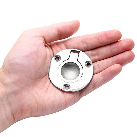 Round Flush Pull Ring Handle 316 Stainless Steel Recessed Pull For Boat Hatch Latch And Furniture Doors held in hand