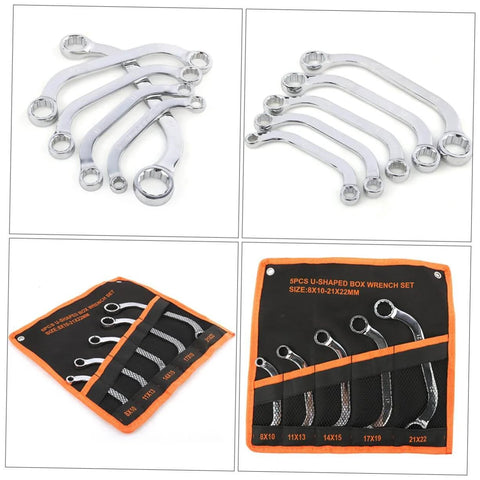 5-Piece Socket Spanner Set in Chrome-Vanadium Steel with Double Box End Wrenches for Emergency Repairs, displayed with case