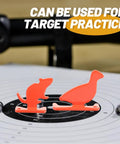 Four Piece Gun Target Set With Animal Silhouette Targets Stainless Steel Neon Orange Powder Coat Ultra Portable For Outdoor Practice High Visibility Training Targets For Range Days And Casual Plinking featuring two animal silhouettes on a target.