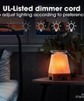 Himalayan Salt Lamp Diffuser With Wood Base And Glass Bowl For Essential Oils Dimmer Light Modern Calming Indoor Decor On Nightstand