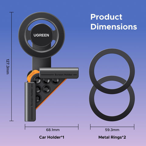 Product dimensions of Tesla Model 3 And Y MagSafe Car Mount With Ultra Strong Magnetic Hold For iPhone 17 16 15 14 13 Pro Max Compatible Center Console Phone Holder With A Rock Solid Grip And Easy Install On The Corner Of Your Screen.