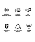 Features of Acton III Bluetooth Home Speaker Delivers Room Filling Sound With Easy Pair And Play, Rich Warm Tones, And A Sleek Black Finish