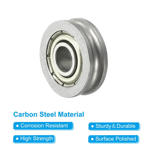 U Groove Bearing Set Twelve Pack 4x13x4mm Carbon Steel Sealed Ball Bearings focus with corrosion resistance features.