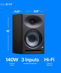 Eris E7 XT 2 Way Active Studio Monitor with EBM Waveguide, 140W output, versatile connectivity shown, optimized for home studio.