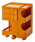 Heavy Duty Utility Storage Cart With Slick Rolling Casters And Solid Abs Build perfect for bedroom organization or home office caddy in orange.