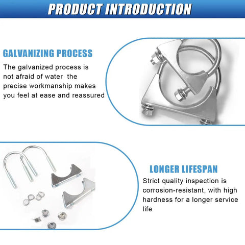 3 Inch U Bolt Exhaust Clamp For Pipes Heavy Duty Saddle Style Muffler Hanger Rustproof Galvanized Iron Clip detail view