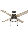 52 Inch Indoor Ceiling Fan With Energy Efficient LED Light And Pull Chain Standard Mount Four Blades Quiet Operation For Bedroom Living Room Or Kitchen Noble Bronze Finish Loki 54152