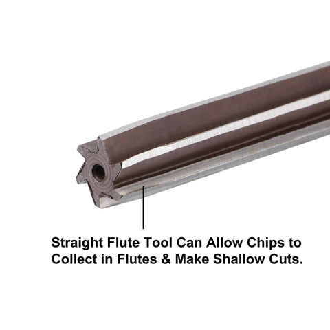 Close-up of Half Inch Hand Reamer H8 Precision Tool Steel With 6 Flutes Straight Shank showing flute detail.