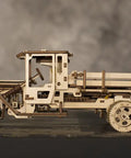 3D Self Propelled Wooden Model Truck UGM 11 Kit For Gearhead Builders And Collectors With Gear Driven Mechanism Realistic Wood Finish About 10 To 12 Hours Assembly Durable Brown Wood Craft Project That Feels Like Vintage Tech., wooden model truck side view, 34x14x13 cm