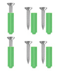 High Hardness Wood Screws Assortment Kit with Flat Head Drive displayed with green anchors, includes wood and drywall screws for DIY projects.