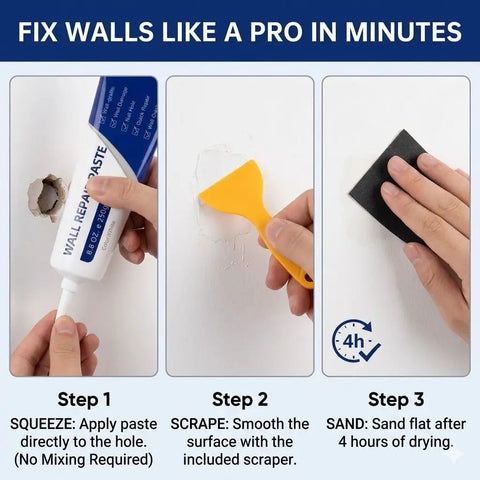 Mega All In One Drywall Repair Kit 500g Spackle Paste With Scrapers And Sandpaper Quick Dry Patch for cracks and nail holes