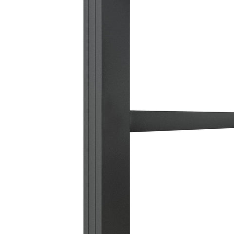 Close-up of aluminum frame from the Bypass Double Glass Barn Door Kit With 6.6 Ft Hardware, 72 Inch By 84 Inch Clear Tempered Glass Panels.