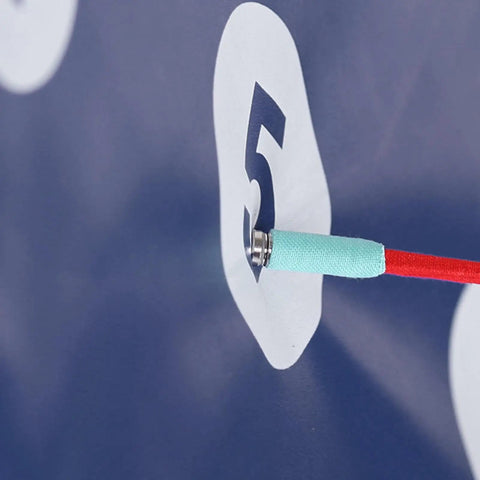 Close-up of Wall Mounted Archery Style Fencing Target For Saber Foil And Epee Training With Five Bullseye Zones, pro-grade gear.