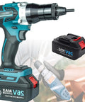 Heavy Duty Cordless Electric Rivet Nut Gun Featuring Automatic Pull Action Tough As Nails Construction For Fast Blind Riveting Hassle Free Operation With 26V Lithium Ion Battery Support On The Go Work.