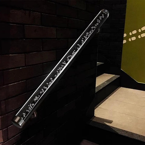 Rock Solid Clear Acrylic Stair Handrails With Heavy Duty Stainless Steel Brackets Non Slip Safety Railing For Indoor Hallways Lofts And Porches Built Tough Complete Kit 2 Inch Grip on dark staircase