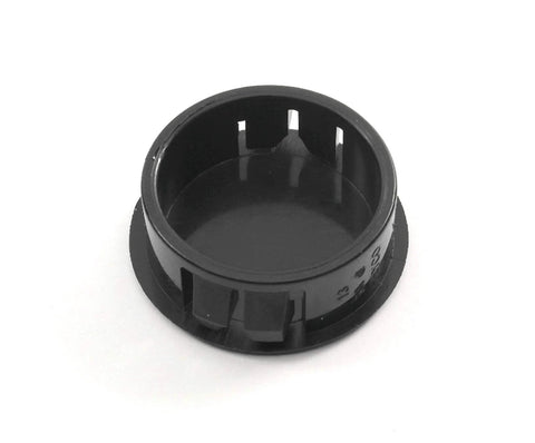 Black Nylon Hole Plugs For 1 1/8 Inch Holes With Locking Tabs Snaps Into Place Slightly Domed Textured Head Expanding Wings