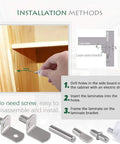 Installation guide showing Heavy Duty Nickel Plated Shelf Pegs And Cabinet Support Pins for quick home fixes in a cabinet.