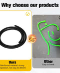 Comparison of black heavy duty fuel line versus green alternative, highlighting durability for GY6 engines