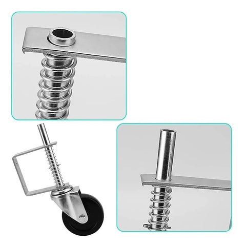 Gate Caster Wheel Kit 4 Inch Spring Loaded Swivel For Uneven Ground 360 Degree Pushing And Pulling