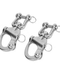 Top Shelf 316 Stainless Steel Snap Shackles With Swivel Rotating Eye And No Hassle Quick Release Design For Heavy Duty Sailboat Rigging Yacht Halyards And Rugged Industrial Deck Hardware 128 Mm, shown in a pair.