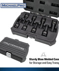 Eight Piece Half Inch Drive Torx Socket Set From T30 To T70, Impact Grade Chromoly Steel, Beefy Rugged Tools With A Sturdy Blow Mold Case For Easy Storage And On The Go