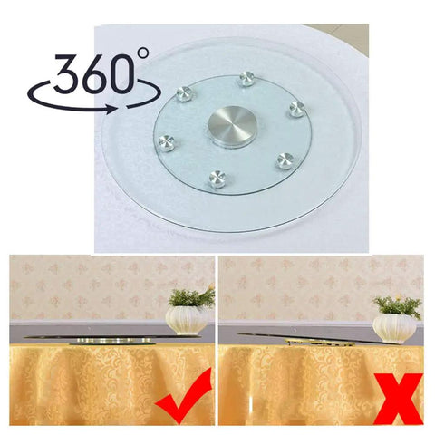 Rotating Lazy Susan Turntable for Kitchen Dining Room and Bar Use 360 Degree Swivel Serving Plate with Tempered Glass