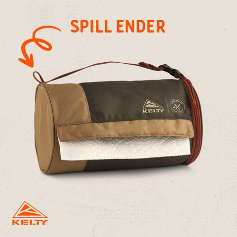 Spill Ender 3 In 1 Paper Towel Holder For Cars And Campsites, compact rugged accessory hanging with paper towel roll visible