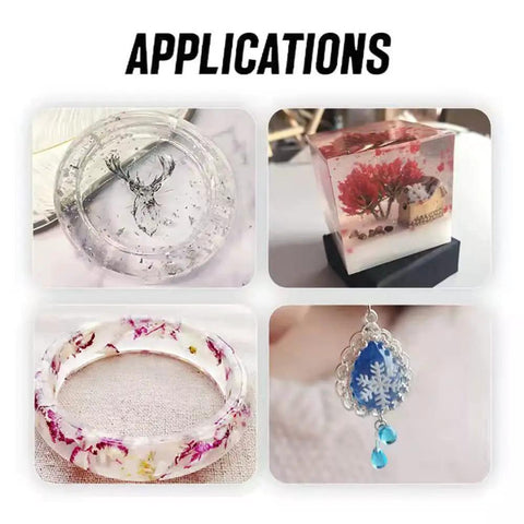 Assorted applications of Rock Solid Jewelry Glue For Crystals And Rhinestones Instant Bond Adhesive in various craft items