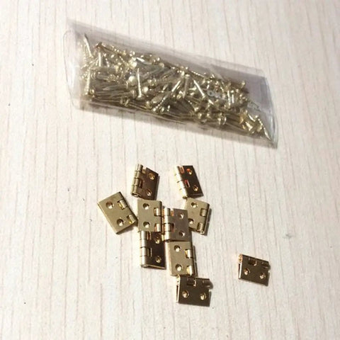 12Pcs Gold Butt Hinges for Small Cabinets and Drawers Jewelry Boxes Dollhouse Miniatures and Music Boxes 8mm Long 10mm Wide Mini Hinges