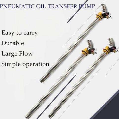High-Flow Air Operated Drum Pump With Stainless Steel Construction For Efficient Diesel, Hydraulic Oil And Water Transfer Includes Pressure Gauge And Safety Valve 130L Min Speed