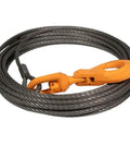 Heavy Duty Half Inch By 75 Foot Winch Cable Rope For Wrecker Tow Trucks With Steel Core And G80 Hook, coiled view with hook detail