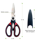 Heavy Duty Kitchen Scissors 2 Pack All Purpose Shears For Food Prep Stainless Steel Rust Resistant Extra Sharp Cutting Power Tough As Nails Multi Purpose Kitchen Scissors Set For Meat Veggies Poultry And Seafood, 8.1 in with cover