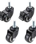 Heavy Duty Furniture Casters Set For Home And Workshop, Four Pack, 200 Kg Capacity, 1.5 Inch Wheel, 40 mm Stem, 360 Degree Swivel Caster With Rubber
