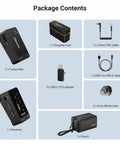 Package contents of AI Wireless Lavalier Microphone For iPhone Android Camera And PC With Dual DSP MCU Noise Cancellation
