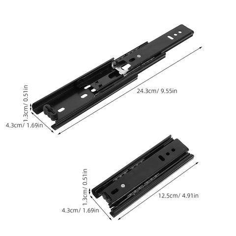 Beefy Heavy Duty Steel Telescopic Drawer Slides Four Pack Silent Operation Three Section 125mm Rails detail view