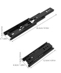 Heavy Duty 5 Inch Full Extension Telescopic Drawer Slides With Ball Bearing Rails 4 Pack 3 Section Side Mount in black steel