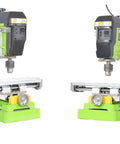 Boss Grade Milling Machine Worktable with Cross Slide and Compound Drilling Slide for Bench Drill, aluminum alloy, side view.