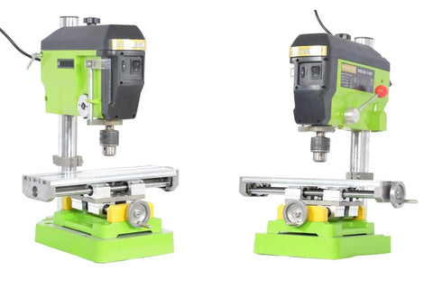 Boss Grade Milling Machine Worktable with Cross Slide and Compound Drilling Slide for Bench Drill, aluminum alloy, side view.