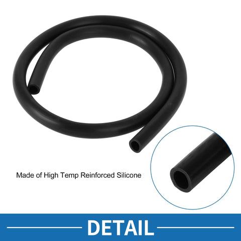 Silicone Vacuum Tubing Hose for Cars and Trucks, High Temperature 3.3 Ft Long, 12 mm Inner Diameter, coiled view, black color