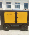 Heavy Duty Rotary Screw Air Compressor With 100L Or 500L Tank And Integrated Air Dryer For Continuous Factory Pneumatic Output, side view.