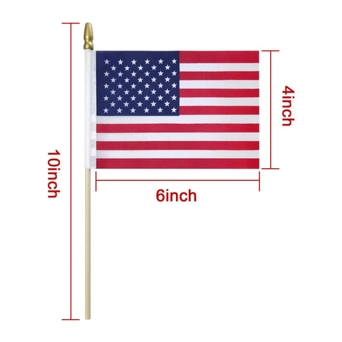 50 Pack Small American Flags On Sticks 4x6 Outdoor Flags For 4th Of July Memorial Day Decor Polyester UV Resistant Durable