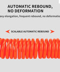 Heavy Duty Polyurethane Recoil Air Hose For Compressors 12 Meter Length, showcasing automatic rebound feature in bright orange.