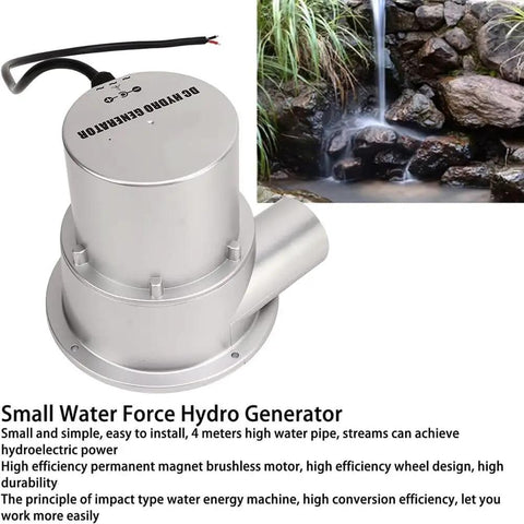 100W DC Hydro Generator For Off Grid Power, Compact Water Turbine Converter, 12V 24V Hydroelectric Generator For Streams Rivers And Rainwater Systems, High Efficiency Brushless Permanent Magnet Motor, silver finish