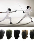 Two fencers wearing Rugged Fencing Face Shield With Ventilated Alloy Mesh Full Coverage Headgear For Outdoor Practice and Competition.
