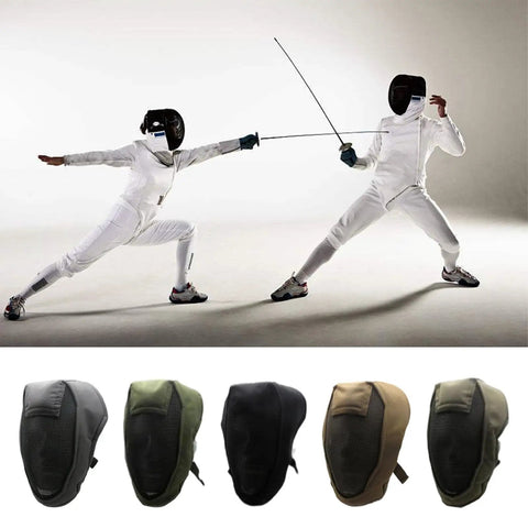 Two fencers wearing Rugged Fencing Face Shield With Ventilated Alloy Mesh Full Coverage Headgear For Outdoor Practice and Competition.