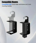 Heavy Duty 2 Inch Trailer Hitch Receiver Holder For Ball Mount Shanks And Tow Straps shows black steel mount for 2 inch hitches.