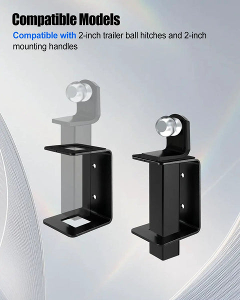 Heavy Duty 2 Inch Trailer Hitch Receiver Holder For Ball Mount Shanks And Tow Straps shows black steel mount for 2 inch hitches.