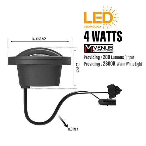 Low Voltage Well Lights Outdoor LED Landscape Kit 4W 200 Lumen In Ground Lighting Weatherproof 12V Warm White 2800K side view